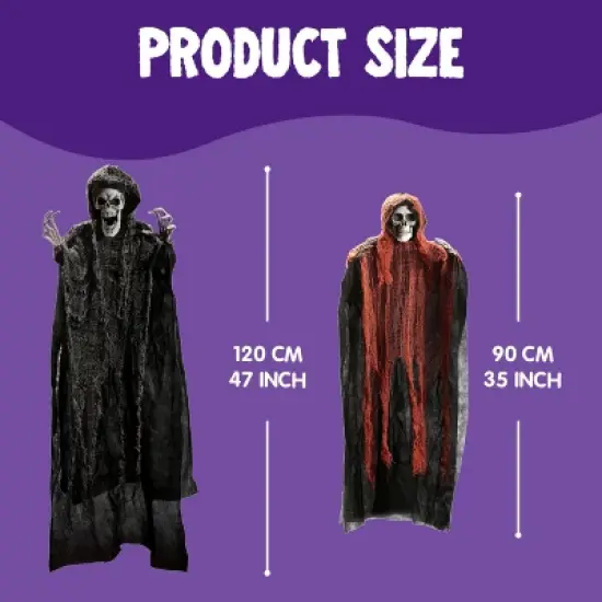 Joyfy 3 Pack Halloween Decoration Hanging Grim Reapers, Halloween Skeleton Flying Ghost D&eacute;cor Prop for Indoor Outdoor Use image {4}