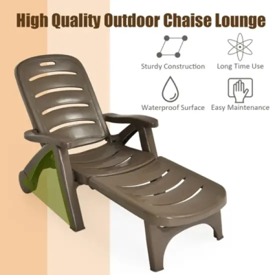 Tangkula 2 PCS Patio Chaise Lounge Chair 5-Position Folding Recliner for Beach Poolside Backyard image {8}