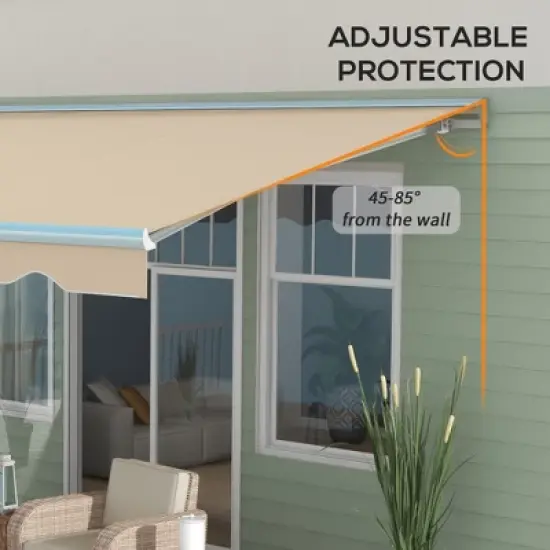 Outsunny 16.5' x 10' Electric Awning, Patio Retractable Awning with LED Lights and Remote Controller, Cream White image {5}