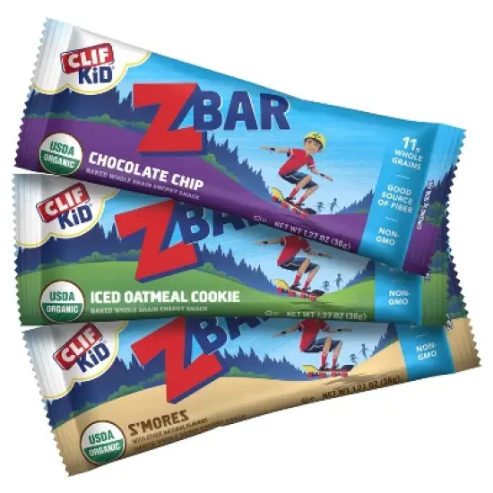 CLIF KID ZBAR Chocolate Chip, Iced Oatmeal Cookie, S'mores Granola Bar Variety Pack Organic - 22.86oz/18pk image {1}
