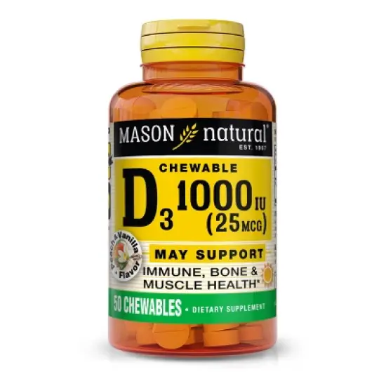 Mason Natural D3 25mcg 1000IU Chewable Tablets - 50ct image {6}