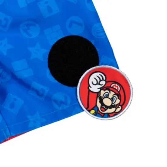 SUPER MARIO Nintendo Yoshi Luigi Mario Pullover Rash Guard and Swim Trunks with Removable Patches Outfit Set Little Kid to Big Kid image {5}