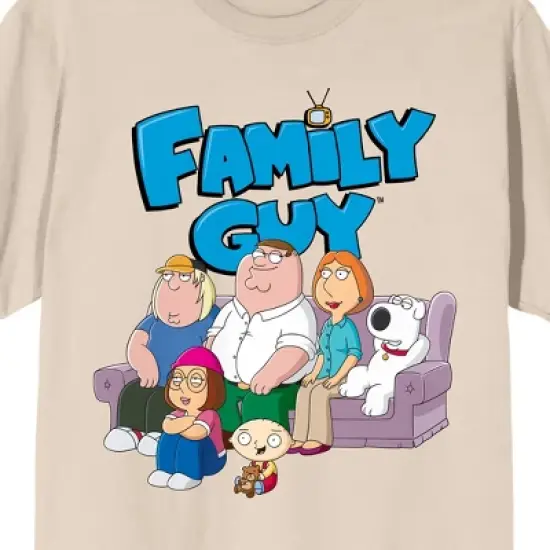 Family Guy Group Couch Art With Logo Crew Neck Short Sleeve Women's Natural T-shirt image {1}