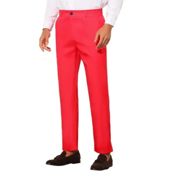 Lars Amadeus Men's Slim Fit Flat Front Solid Color Skinny Business Dress Pants image {7}