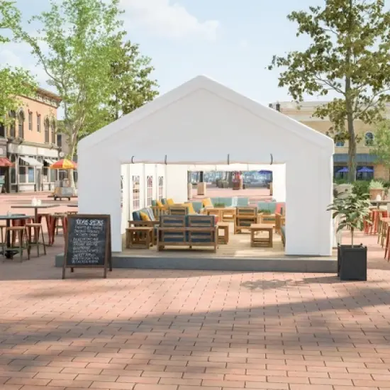 PAGED 20x15FT Patio Canopies and Gazebos with 1 Doors and 7 Windows, Waterproof, UV Protection Gazebo Pavilion Shelter Tent for Party, White image {1}