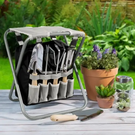 Gardening Tool Set and Stool, Gray image {13}