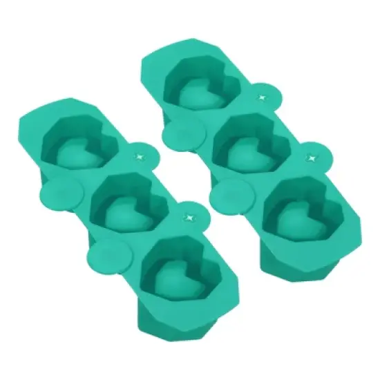 Unique Bargains Silicone Heart-Shaped Reusable Ice Cube Tray 2 Pcs image {7}
