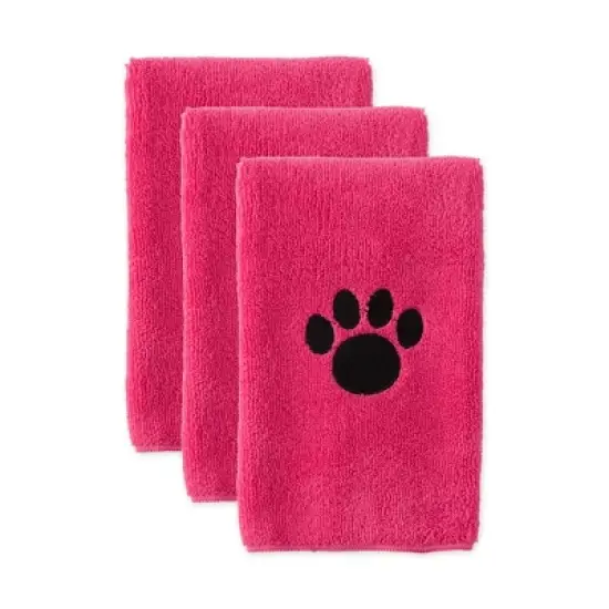 Dii Raspberry Sorbet - Embroidered Paw Small Pet Towel Set/3 image {1}