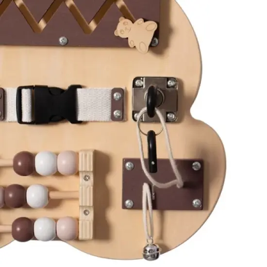 ShpilMaster Wooden Sensory Bear Shaped Learning Toddler Busy Board For Playroom, Nursery, Preschool, and Doctors' Office image {14}