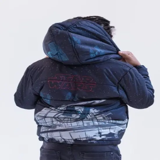 Star Wars TIE Fighter Darth Vader Zip Up Puffer Jacket Little Kid to Big Kid image {3}