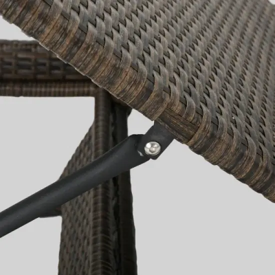 Thira 2pk Wicker Chaise Lounge Brown - Christopher Knight Home: Aluminum Frame, Weather-Resistant, No Assembly Required image {3}