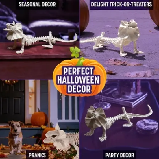 Frilled Lizard Skeleton Halloween Decoration- Weather Resistant for Indoor/Outdoor Decor- Perfect for Tabletop Party Decor, Haunted Houses, Graveyards image {2}