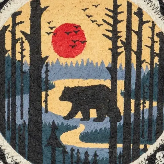 Earth Rugs Braided Bear Trivet &ndash; Durable 10"x10" Round Jute Heat Protector with Scenic Design image {2}