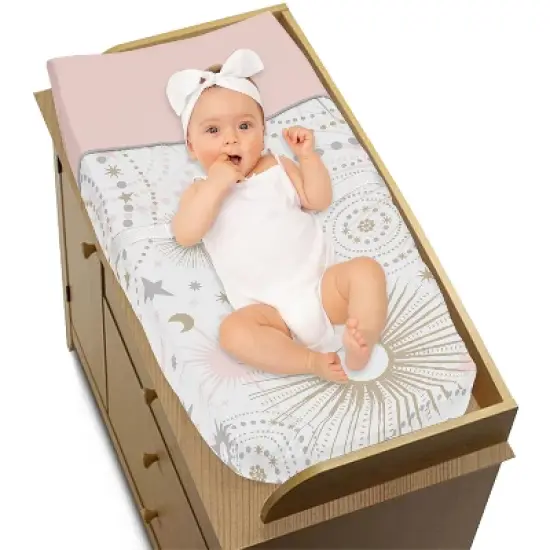 Sweet Jojo Designs Girl Changing Pad Cover Celestial Pink and Gold image {2}