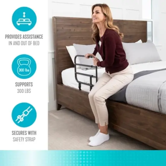 Able Life Bedside Extend-A-Rail, Adjustable Safety Guard Rail for Seniors, Black image {3}