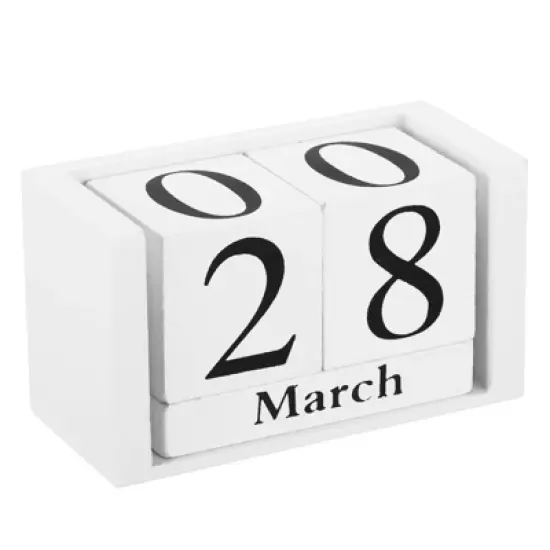 Unique Bargains Vintage Wood Block Reusable Display Desk Calendar 1 Pc image {9}