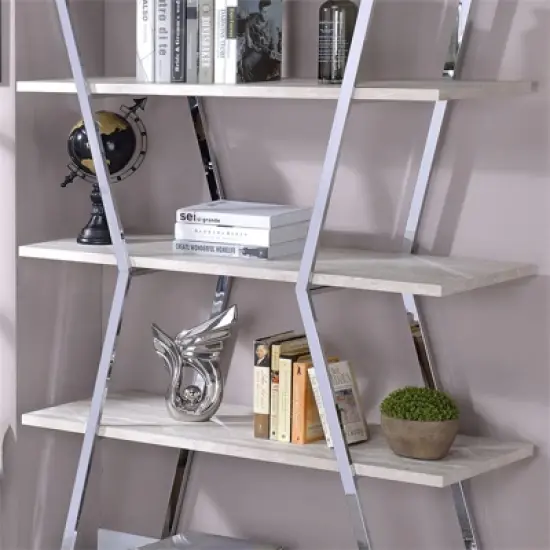 Ketano Metal 4-Shelf Bookcase in Chrome - Furniture of America image {5}