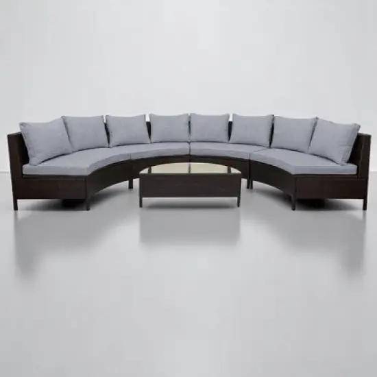 5-Piece Outdoor Rattan Sofa Set with Cushions, Pillows, and Tempered Glass Table &acirc;&acirc;&sbquo;?Multifunctional, UV & Water-Resistant Patio Furniture image {8}