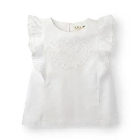 Hope & Henry Girls' Flutter Sleeve Eyelet Top, Infant image {6}