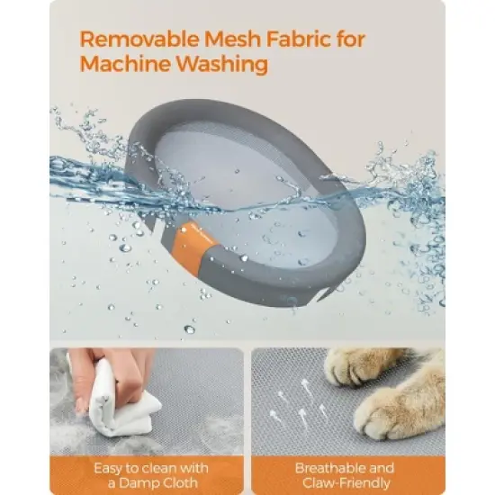 Feandrea Pet Bed, Cat Hammock, Elevated Cat Bed for Multiple Cats, with Removable Washable Mesh, for Pets up to 28 lb, Oval, Gray image {8}