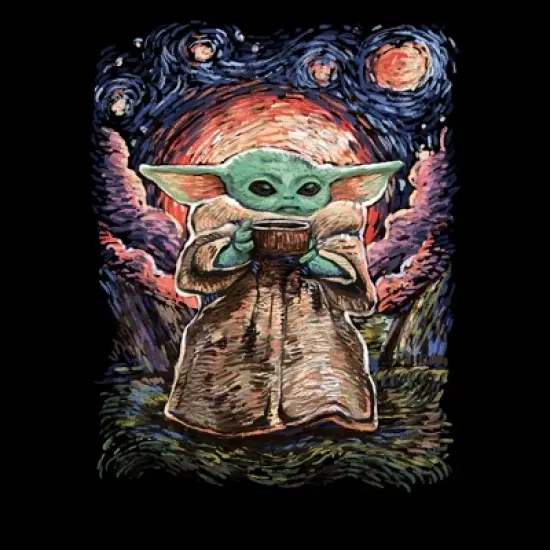 Men's Star Wars The Mandalorian The Child Starry Night T-Shirt image {1}