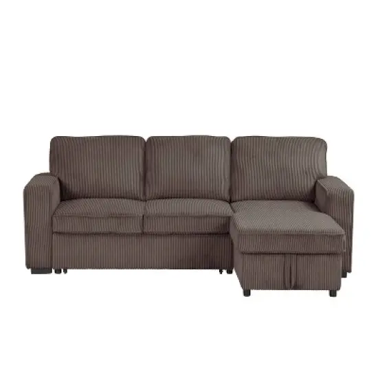 HOMES: Inside + Out Paeke Sleeper Sectional Sofa Corduroy with Storage Chaise and Reversible image {17}