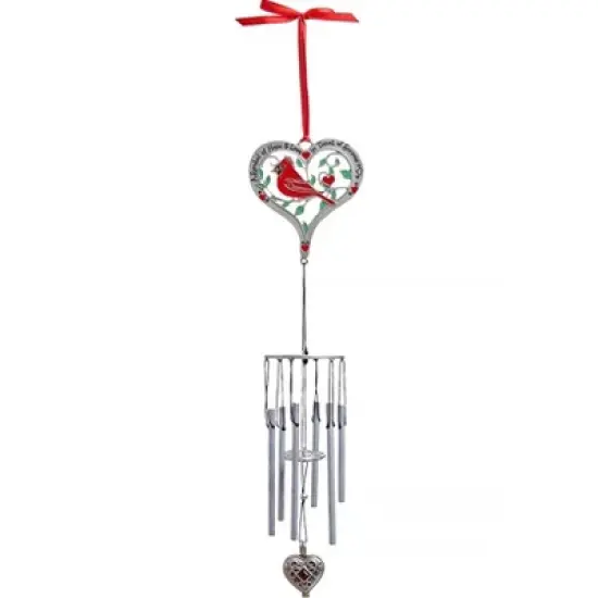 The Lakeside Collection Memorial Cardinal Wind Chime W/Heart Ash Locket image {4}