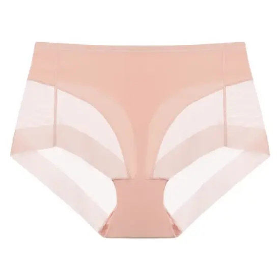 Agnes Orinda Women's Laser Cut Mesh Soft High Rise Brief Solid Stretchy Underwear image {7}