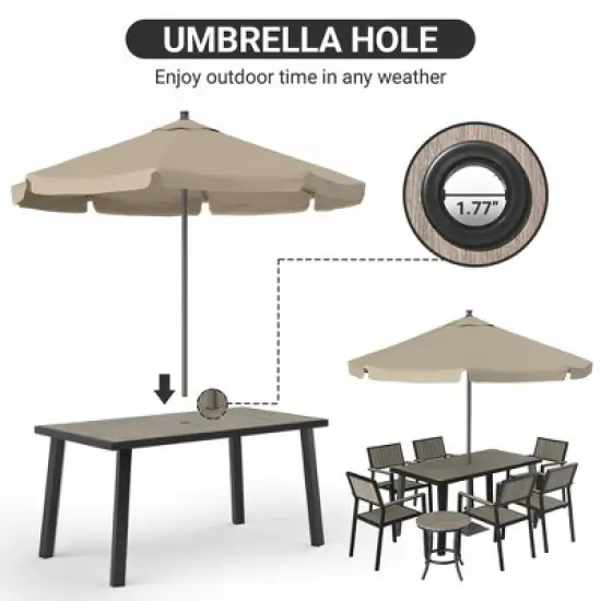 Pamapic 8-Piece Aluminum Outdoor Patio Dining Set with Rectangle Table, Small Side Table and 6-Stackable Chairs image {5}