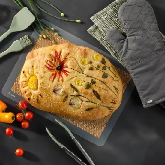 Oven Mitt Dark Gray - Figmint&trade;: Solid Cotton, Machine Washable, 14"x7", Hanging Loop, Silicon Gripper, OEKO-TEX Certified image {1}