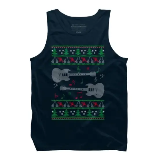 Men's Design By Humans Guitar Christmas By sophialada Tank Top image {5}