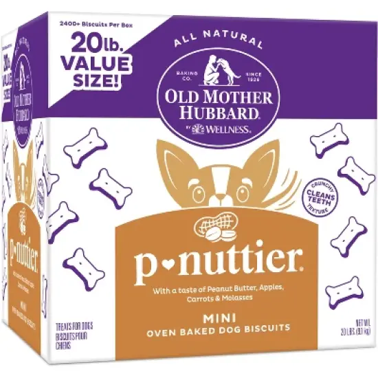 Old Mother Hubbard by Wellness Classic Crunchy P-Nuttier Biscuits Mini Oven Baked with Carrot, Apple and Chicken Flavor Dog Treats image {7}