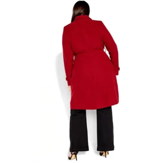 Women's Plus Size So Sleek Coat - true red | CITY CHIC image {1}