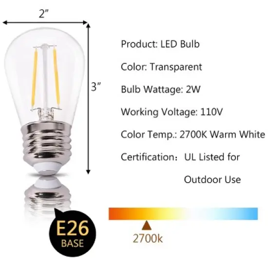 Costway 96FT LED Outdoor Waterproof Commercial Grade Patio Globe String Light Bulbs image {5}