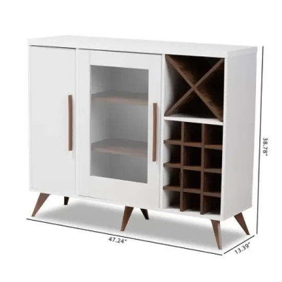 Pietro Finished Wine Cabinet White/Brown - BaxtonStudio image {8}