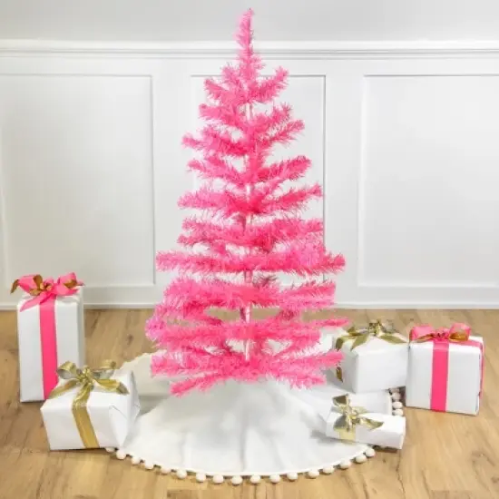 Northlight Artificial Tinsel Christmas Tree - 3' - Pink - Unlit image {1}