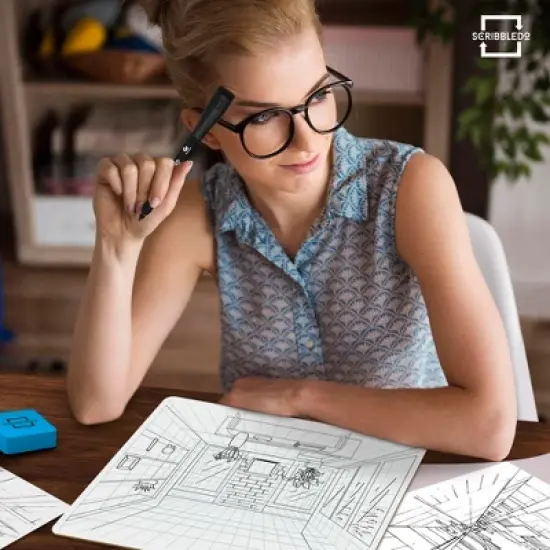 SCRIBBLEDO 1-Point Perspective 11"x14" Dry Erase Board &ndash; Reusable Drawing Whiteboard for Art Geometry Classroom & Student Practice image {4}