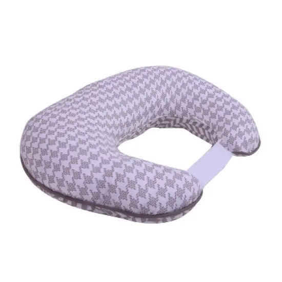 Bacati - 3 pc Houndstooth/Herringbone Gray Muslin Hugster Feeding & Infant Support Nursing Pillow with 2 removable zippered covers  image {7}