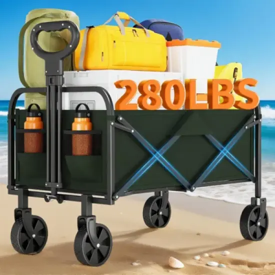 Foldable Collapsible Durable All Terrain Utility Pull Camp Beach Wagon image {11}