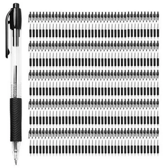 Simply Genius 200-Pack Retractable Black Pens for Schools, Notebooks, Smooth Writing Ball Point Pens with Comfort Grip, Black Ink image {8}
