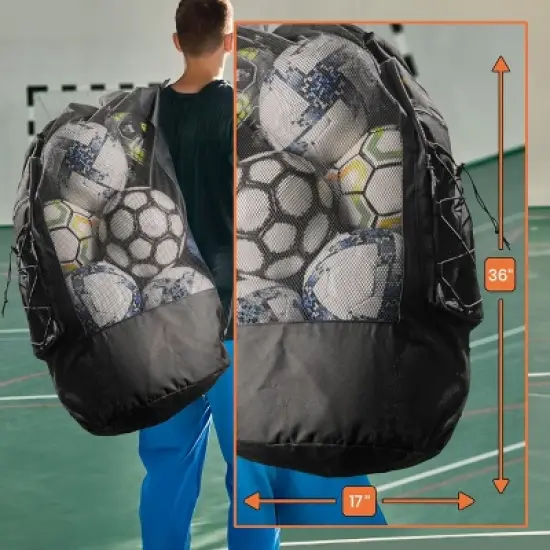 Heavy Duty Large Soccer Mesh Equipment Ball Bag w/Adjustable Shoulder Strap Design image {5}