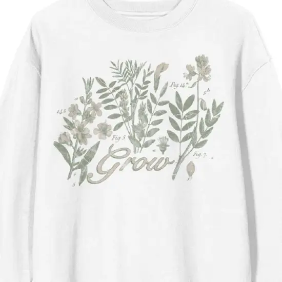 Vintage Botanical Grow Positive Men's White Crew Neck Sweatshirt image {1}