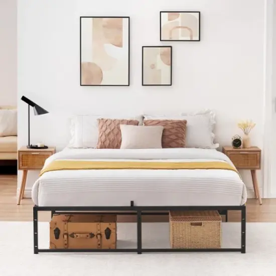 Twin Size Bed Frame Platform, 14 inch Metal Twin Bedframe with 3 in 1 Sturdy Steel Support, No Box Spring Needed Black Mattress Frame image {7}