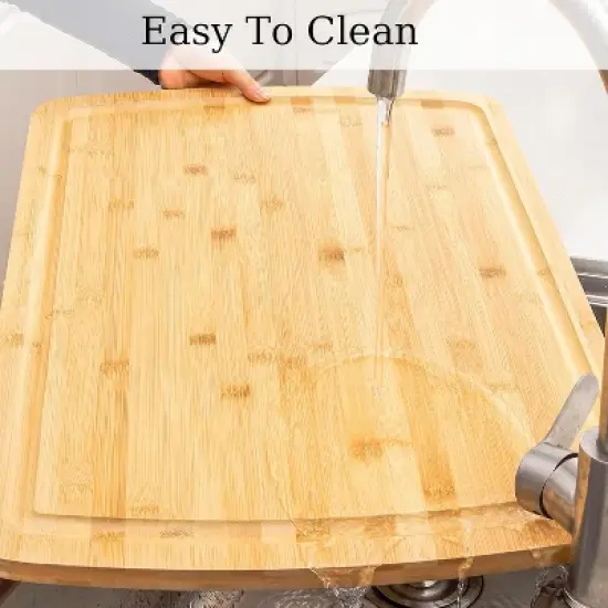 Bamboo Cutting Board, Extra Large Reversible Chopping Board for Kitchen, Stove Top Cover, Perfect for Meat, Vegetables and Cheese, Knife-Friendly image {5}