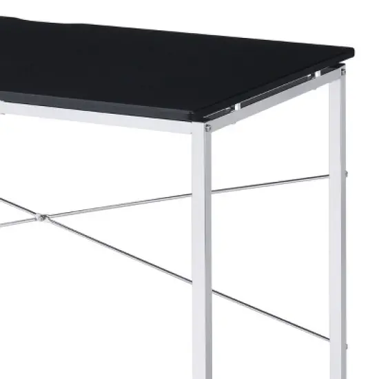GlasFlength Desks Metal Frame Rustic Computer Desk Gaming Desk Home Office Desk Simple Design for Small Spaces, Black, 47.5"*24.5"*28.5" image {2}