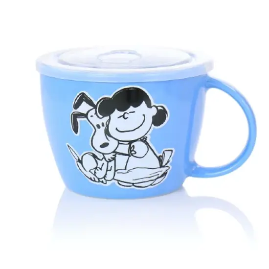 Gibson Peanuts 70th Anniversary 4 Piece Stoneware 23.5oz Soup Bowl Set with Vented Lids in Assorted Colors image {5}