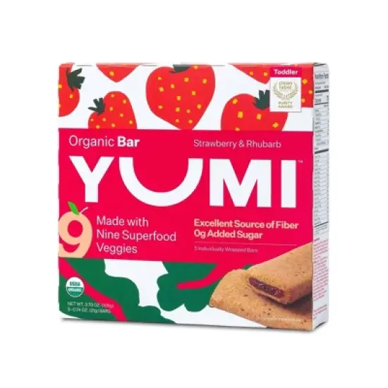 YUMI Organic Strawberry and Rhubarb Baby Snack Bars - 3.7oz/5ct image {6}