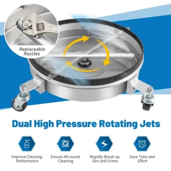 Costway 16.5" Pressure Washer Surface Cleaner Stainless Steel Surface Cleaner Attachment image {6}