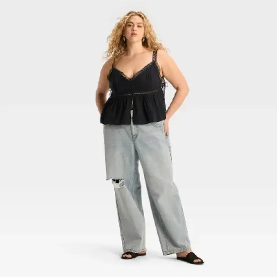 Women's Lace Trim Babydoll Flyaway Tank Top - Wild Fable&trade; image {3}