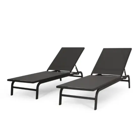 GDFStudio Stekar Outdoor Mesh and Aluminum Armless Adjustable Chaise Lounges (Set of 2) image {10}